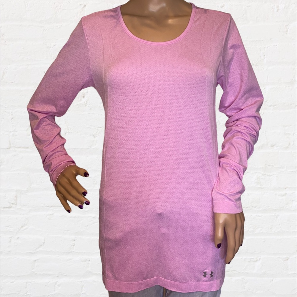 Under Armour UA HeatGear Threadborne Seamless Performance Pink Tee Sz Medium VGC